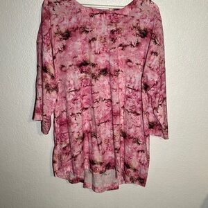 Soft Surroundings Tunic Top Pink Tie Dye Pattern